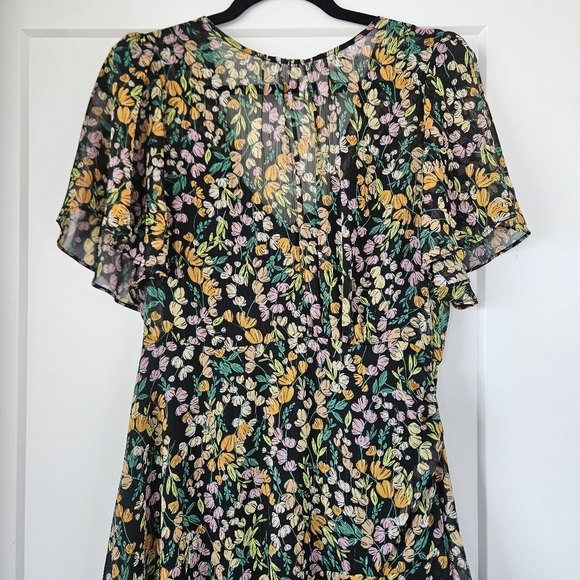 ASTR Asymmetrical Floral Dress - Black and Yellow - Picture 3 of 7
